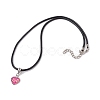 Heart with Fish Scale Shape 304 Stainless Steel with Resin Pendant Necklaces NJEW-JN04571-02-2