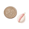 6Pcs 6 Styles Natural Cowrie Shell & Glass Seed Beads Pendants PALLOY-JF02759-02-2