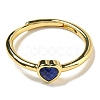 Heart Natural Lapis Lazuli Adjustable Rings RJEW-Q818-02G-03-3