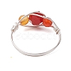 Round Natural Rose Quartz & Amethyst & Fluorite & Carnelian & Amazonite & Red Agate Finger Ring RJEW-JR00755-5