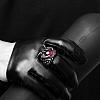 Punk 316L Stainless Steel Oval Red Corundum Rings For Men RJEW-BB01154-10-4
