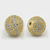 Brass Cubic Zirconia Beads ZIRC-F001-15-2