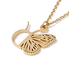 Initial Letter with Butterfly Pendant Necklace NJEW-C026-01G-D-3