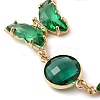 Green Glass Link Chain Bracelets BJEW-B075-01-2