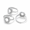 925 Sterling Silver Rhinestone Claw Finger Ring Components STER-E061-33P-1