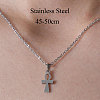 201 Stainless Steel Ankh Cross Pendant Necklace NJEW-OY001-01-3