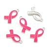 Breast Cancer Pink Awareness Ribbon Alloy Enamel Pendants X-ENAM-E262-S-2