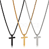 ANATTASOUL 3Pcs 3 Colors Titanium Steel Cross Pendant Necklace with Box Chains NJEW-AN0001-76-1