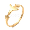 Ion Plating(IP) 304 Stainless Steel Star & Airplane Open Cuff Ring for Women X-RJEW-M149-12G-3