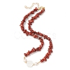 Natural Mixed Gemstone & Pearl & Shell Beaded Chains Necklace NJEW-JN04346-2