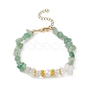 Natural Gemstone Chips & Shell Pearl & Glass Beaded Bracelet for Women BJEW-JB08990-4