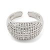 Real Platinum Plated Brass Micro Pave Clear Cubic Zirconia Cuff Rings RJEW-L113-016P-01-2