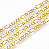 Brass Coated Iron Figaro Chain Necklace Making MAK-T006-03G-2