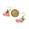 Handmade Flower Epoxy Resin & ABS Plastic Imitation Pearl Dangle Earrings EJEW-TA00470-3