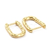 Textured Rectangle Brass Hoop Earrings EJEW-B007-02G-2