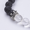 Natural Lava Rock & Quartz Crystal Stretch Bracelets BJEW-JB03510-01-2