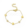 Crystal & Jet Rhinestone with Heart Link Chain Bracelets BJEW-H556-04G-1
