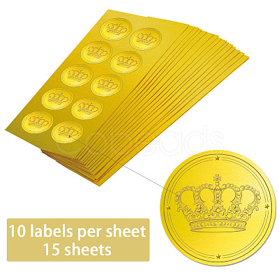 15 Sheets Gold Foil Paper Picture Stickers STIC-WH0025-002-1