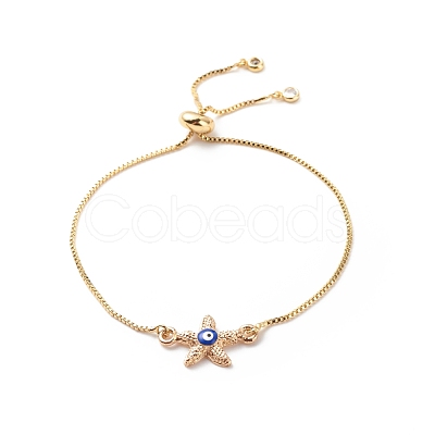 Crystal Rhinestone Link with Enamel Evil Eye Slider Bracelet BJEW-JB08629-1