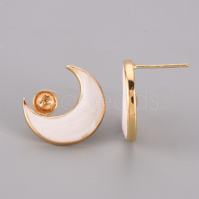 Brass Enamel Stud Earrings Findings KK-T062-115G-A-NF-1