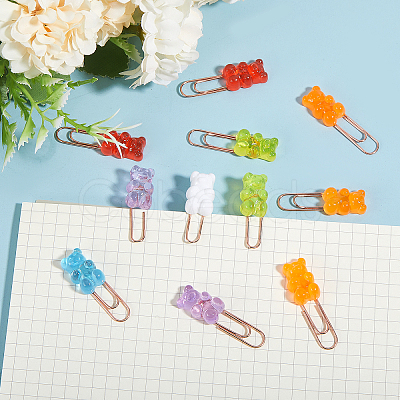 Globleland 28Pcs 7 Colors Plastic Bear Paper Clips AJEW-GL0001-89-1