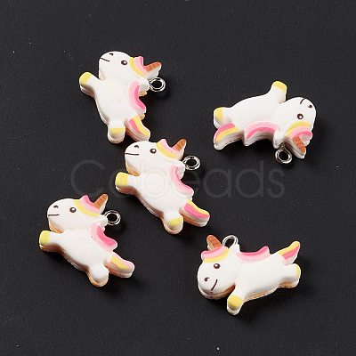 Opaque Resin Unicorn Pendants RESI-G040-A05-1