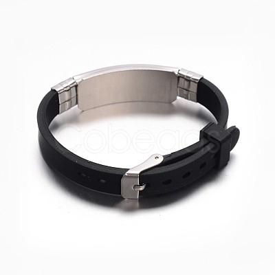 Jewelry Black Color Rubber Cord Bracelets BJEW-G468-26-1