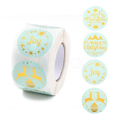 Christmas Themed Flat Round Roll Stickers DIY-B045-17A-1