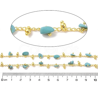 Brass & Synthetic Turquoise Link Chain CHC-A009-01G-1