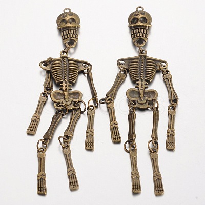 Human Skeleton Tibetan Style Alloy Big Pendants X-PALLOY-K110-38AB-NR-1