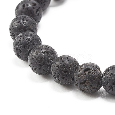 Natural Lava Rock Round Beads Essential Oil Anxiety Aromatherapy Bracelets X1-BJEW-JB06921-1