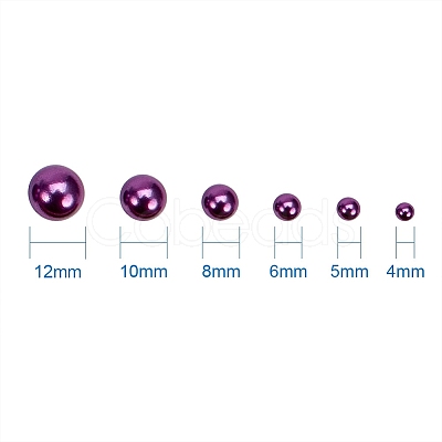 PandaHall Elite Medium Orchid Imitation Pearl Beads Assorted Mixed Sizes 4-12mm Flat Back Pearl Cabochons SACR-PH0001-47-1