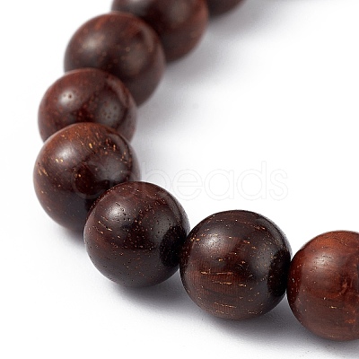 Sandalwood Round Beaded Stretch Bracelet BJEW-H566-07-1