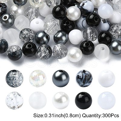 300Pcs 10 Styles Opaque Acrylic Beads OACR-YW0001-87-1