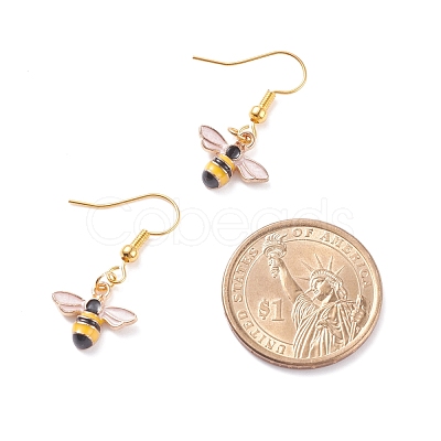 Bee Theme Enamel Dangle Earrings EJEW-JE04808-1