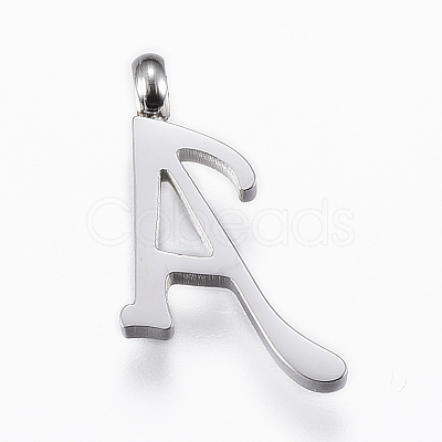 Tarnish Resistant 304 Stainless Steel Alphabet Pendants STAS-F129-P-1