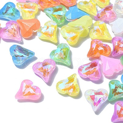 10Pcs Heart Translucent Glass Pointed Back Cabochons MRMJ-YW0001-062B-1