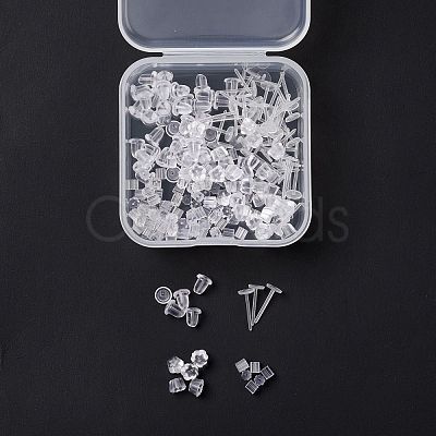 100Pcs Plastic Stud Earring Findings KY-FS0001-04-1