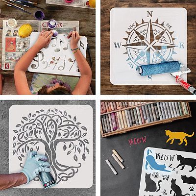 PET Plastic Drawing Painting Stencils Templates Sets DIY-WH0172-837-1