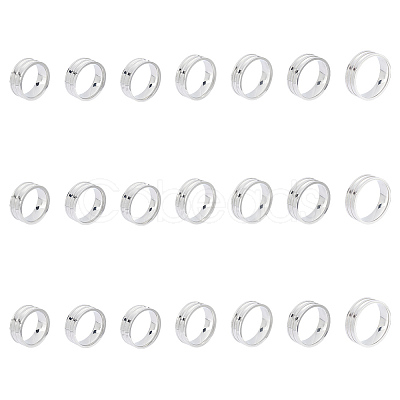 Unicraftale 21Pcs 7 Size 201 Stainless Steel Ring Core Blank for Inlay Jewelry Making RJEW-UN0002-39-1