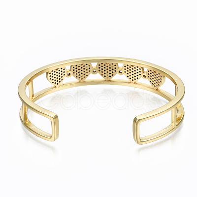 Brass Micro Pave Cubic Zirconia Cuff Bangles BJEW-T018-13G-NF-1