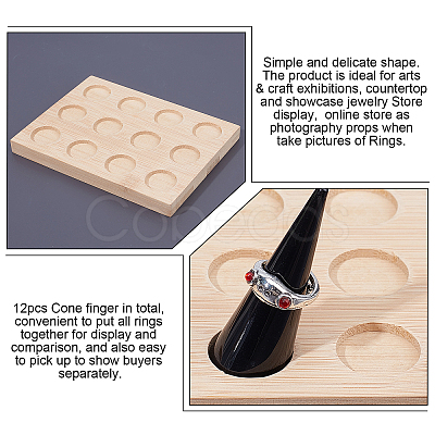 Wooden Ring Showcase Display Holder RDIS-WH0010-01-1