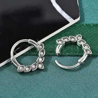 Horse Eye 316 Surgical Stainless Steel Clear Cubic Zirconia Hoop Earrings EJEW-G416-38AS-1