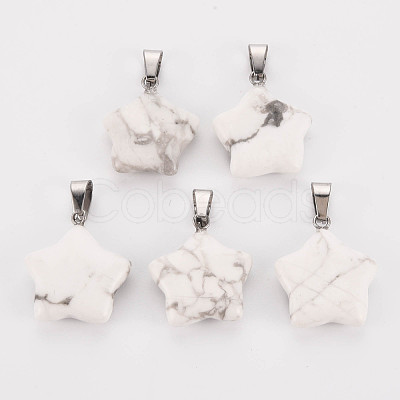 Star Natural Howlite Pendants X-G-Q367-18-1