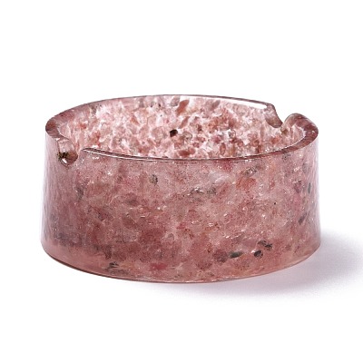 Resin with Natural Strawberry Quartz Chip Stones Ashtray DJEW-F015-01E-1