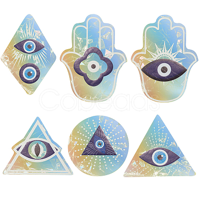 6Pcs Colorful Suncatcher Rainbow Prism Electrostatic Glass Stickers DIY-WH0409-69D-1