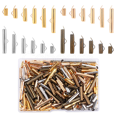 PandaHall Elite 240Pcs 24 Styles Brass Slide On End Clasp Tubes KK-PH0003-18-1