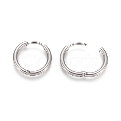 Tarnish Resistant 202 Stainless Steel Huggie Hoop Earrings EJEW-F111A-17mm-P-1