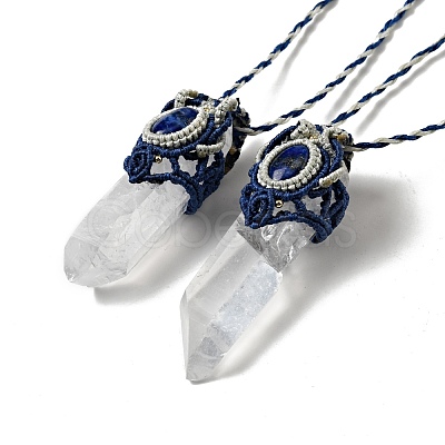 Bullet Natural Quartz Crystal Pendant Necklaces for Women NJEW-G045-01-1