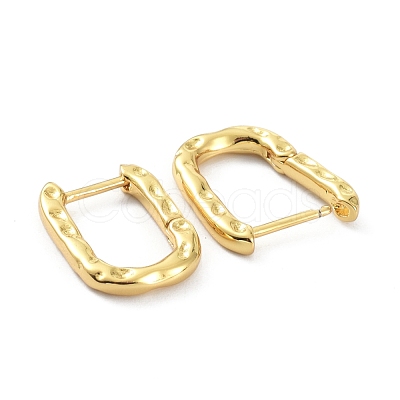 Textured Rectangle Brass Hoop Earrings EJEW-B007-02G-1